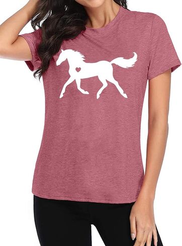 قميص Vvnty Horse Lover Women: Horse Heart Tirt Funny Horses T-Shirt the animal tees tees tees in Saudi Arabia
