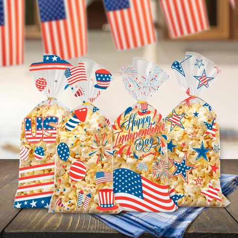 Jocomoni 160PCS Mardi Gras Cellophane Treat Bags, Clear Plastic Goodie Candy Bag with Twist Ties for Mardi Gras Birthday Party Favor Supply（4 Style） in Kuwait