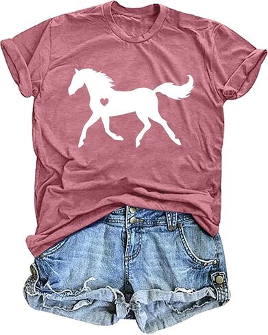 قميص Vvnty Horse Lover Women: Horse Heart Tirt Funny Horses T-Shirt the animal tees tees tees in Saudi Arabia
