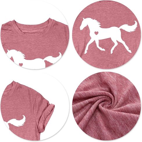 قميص Vvnty Horse Lover Women: Horse Heart Tirt Funny Horses T-Shirt the animal tees tees tees in Saudi Arabia