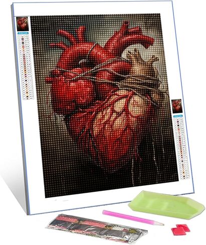 Women Heart With Flower Diamond Painting for Adults ,Humen Organ DIY 5D Full Drill Crystal Paintwork 16x12 inch,Botanical and Medicien HD Canvas Diamond Craft Home Decor Minimalism Gift(DIY Frame) in Saudi Arabia