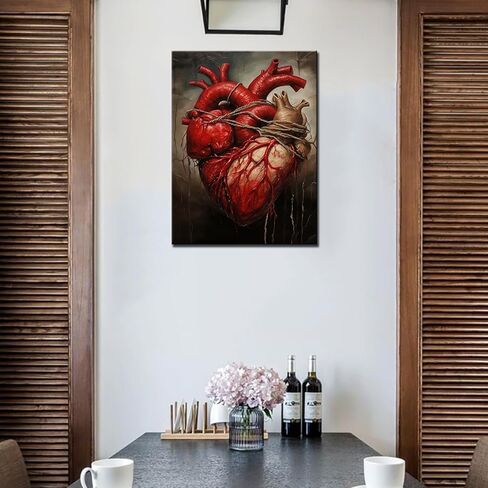 Women Heart With Flower Diamond Painting for Adults ,Humen Organ DIY 5D Full Drill Crystal Paintwork 16x12 inch,Botanical and Medicien HD Canvas Diamond Craft Home Decor Minimalism Gift(DIY Frame) in Saudi Arabia