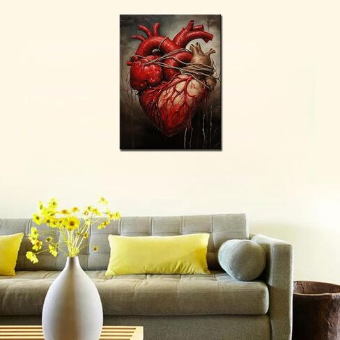 Women Heart With Flower Diamond Painting for Adults ,Humen Organ DIY 5D Full Drill Crystal Paintwork 16x12 inch,Botanical and Medicien HD Canvas Diamond Craft Home Decor Minimalism Gift(DIY Frame) in Saudi Arabia