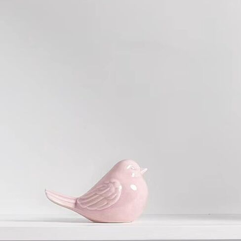 Ceramic Birds Statues Home Decor Modern Style Decorative Ornaments Animal Figurines for Living Room Bedroom Home Office Cabinets (Pink L) in Saudi Arabia