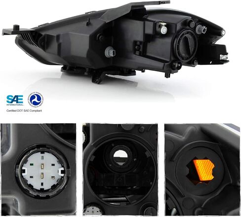 AKKON - FITS 2013-2016 DODGE DART [نوع الهالوجين] جهاز الإسقاط المصباح الرئيسي للركاب الأيمن الجانب الأيمن مع نموذج الحافة الكروم in Saudi Arabia