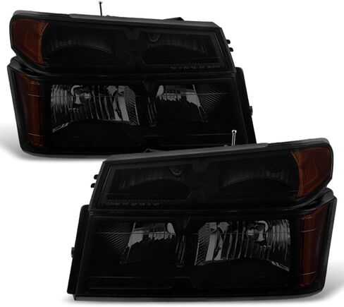 Acanii - لعام 2004-2012 Chevy Colorado GMC Canyon Black Smoke Meachlips w/Corner Lights Lamps [4pc set] LH+RH in Saudi Arabia