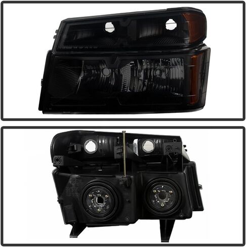 Acanii - لعام 2004-2012 Chevy Colorado GMC Canyon Black Smoke Meachlips w/Corner Lights Lamps [4pc set] LH+RH in Saudi Arabia
