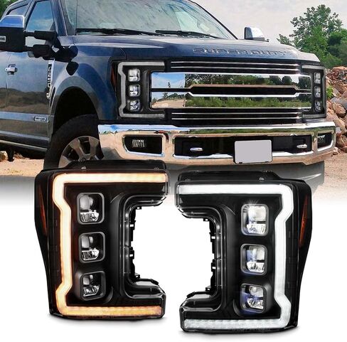 AKKON - Fit 2017-2018 Ford F250/F350/F450 SuperDuty Black [Full LED] Halogen Model Projector Headlights [w/Sequential DRL Turn Signal] in Saudi Arabia