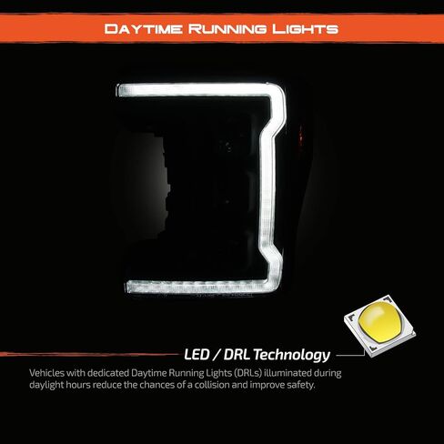 AKKON - Fit 2017-2018 Ford F250/F350/F450 SuperDuty Black [Full LED] Halogen Model Projector Headlights [w/Sequential DRL Turn Signal] in Saudi Arabia
