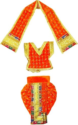 Devative dhoti dress ganpati/krishna set/poshak for god/dhoti مجموعة لتماثيل المنزل ماندير/الله ملابس/لباس لـ ganpati/vinayagar veshti vastra للمهرجان التقليدي الهندي (الحجم:- 8 ") (أحمر) (أحمر) in Saudi Arabia