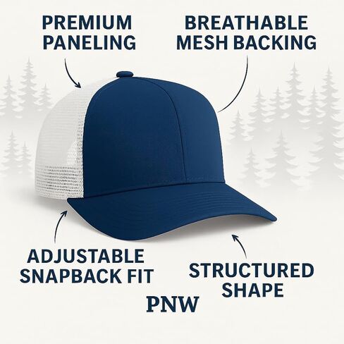 Pacific Explorer Adjustable Trucker Cap with Unique Northwest Design in Kuwait