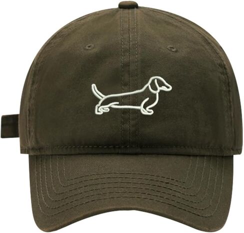 Mens Baseball Caps Dachshund Dog Outline Embroidered Washed Cotton Adjustable Dad Hat in Saudi Arabia