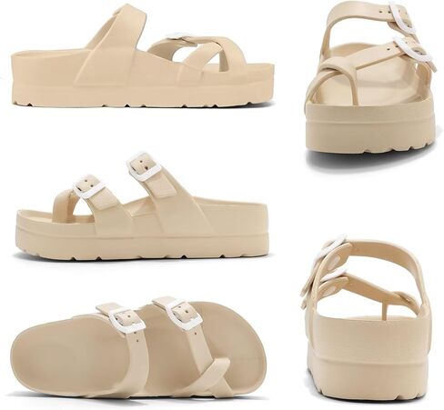 منصة النساء يتخبط مع الدعم القوس ، صندل شريحة شريحة خفيفة الوزن للنساء ، وصندل شاطئ الصيف الراحة مع الأزياء مع الإبزيم القابل للتعديل ، الصندل دي بلاتفورما بارا موجر in Kuwait