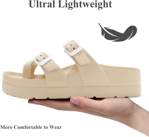 منصة النساء يتخبط مع الدعم القوس ، صندل شريحة شريحة خفيفة الوزن للنساء ، وصندل شاطئ الصيف الراحة مع الأزياء مع الإبزيم القابل للتعديل ، الصندل دي بلاتفورما بارا موجر in Kuwait