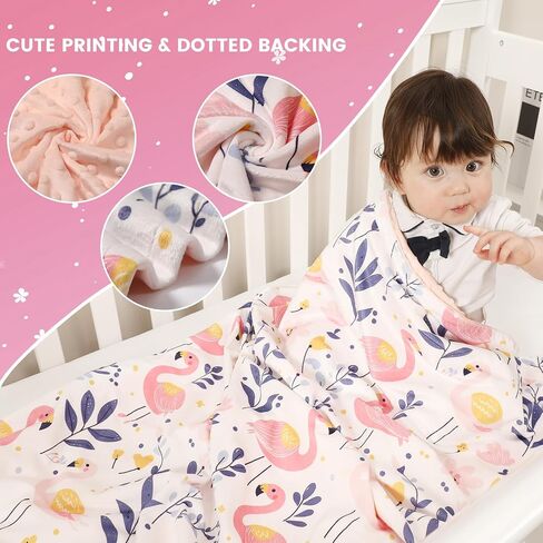 Baby Blankets for Girls with Strawberry Pink, Super Soft Plush Lightweight Nursery Bed Blanket for Newborn Infant Toddler, Cute Crib Throw Blanket with Double Layer Dotted Backing 30x40 Inch in Saudi Arabia