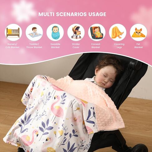 Baby Blankets for Girls with Strawberry Pink, Super Soft Plush Lightweight Nursery Bed Blanket for Newborn Infant Toddler, Cute Crib Throw Blanket with Double Layer Dotted Backing 30x40 Inch in Saudi Arabia