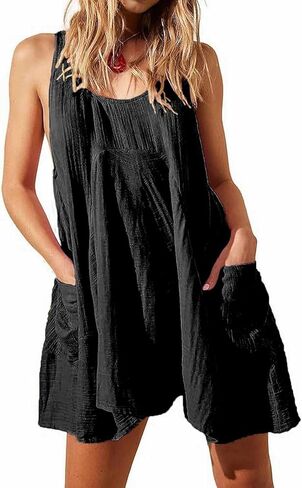 Womens Summer Sleeveless Mini Dress U Neck Backless Flowy Short Dress Casual Beach Sundress with Pockets in Kuwait