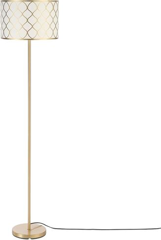 Globe Electric 61000145 62 "مصباح أرضي ، أسود غير لامع ، ظل النسيج الأبيض ، في خط/خارج مفتاح القدم ، الحبل الأسود 6 أقدام ، ضوء القراءة ، غرفة نوم ، غرفة معيشة ، ديكور المنزل in Kuwait