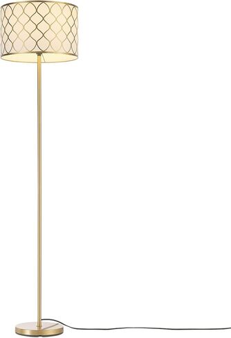 Globe Electric 61000145 62 "مصباح أرضي ، أسود غير لامع ، ظل النسيج الأبيض ، في خط/خارج مفتاح القدم ، الحبل الأسود 6 أقدام ، ضوء القراءة ، غرفة نوم ، غرفة معيشة ، ديكور المنزل in Kuwait