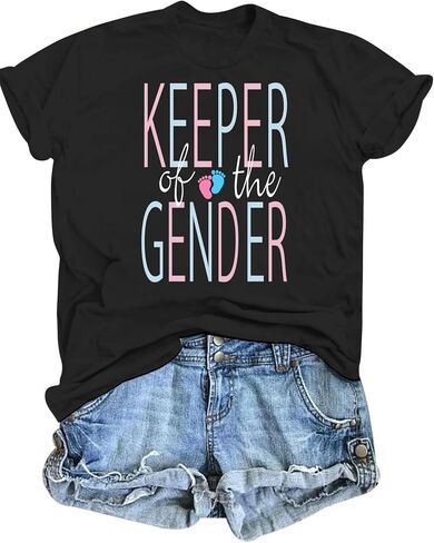Keeper of The Gender Shirts for Women Gender Reveal Tshirt Funny Pregnancy Announcement Tee for Maternity Mom Tops in Saudi Arabia