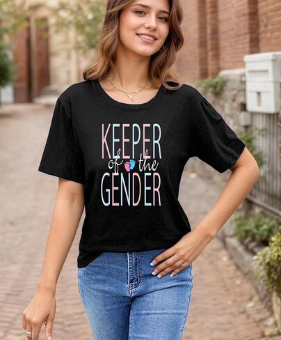 Keeper of The Gender Shirts for Women Gender Reveal Tshirt Funny Pregnancy Announcement Tee for Maternity Mom Tops in Saudi Arabia