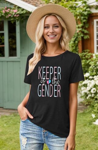 Keeper of The Gender Shirts for Women Gender Reveal Tshirt Funny Pregnancy Announcement Tee for Maternity Mom Tops in Saudi Arabia