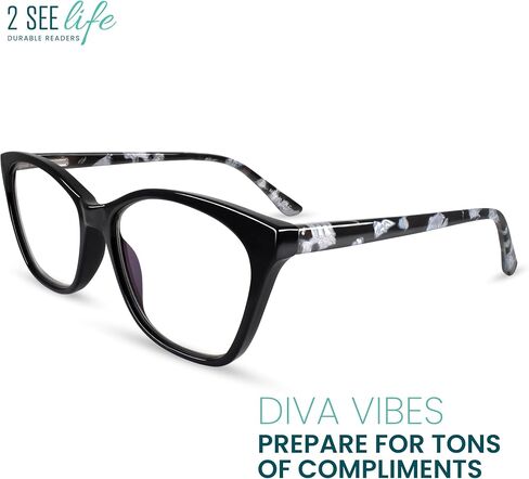 2SeeLife Vivid Cat Eye Reading Glasses For Women All Face Shape Glasses Frames For Women - Cheaters Reading Glasses in Kuwait