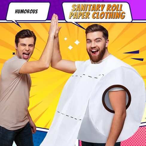 Paper Roll Adult Halloween Costume Giant Toilet for Women Men Hilarious Toilet Costume Large Paper Roll Jumpsuit Set One Size Fit Most Halloween Party Clothes for Adults in Saudi Arabia