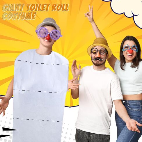 Paper Roll Adult Halloween Costume Giant Toilet for Women Men Hilarious Toilet Costume Large Paper Roll Jumpsuit Set One Size Fit Most Halloween Party Clothes for Adults in Saudi Arabia