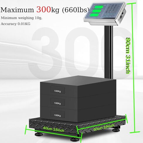 Large Platform Scale with Wheel 660 LB Floor Weight Computing Postal Scale Digital Perfect Industrial Platform Scale Foldable for Postal Luggage Shipping Mailing Weighing in Saudi Arabia
