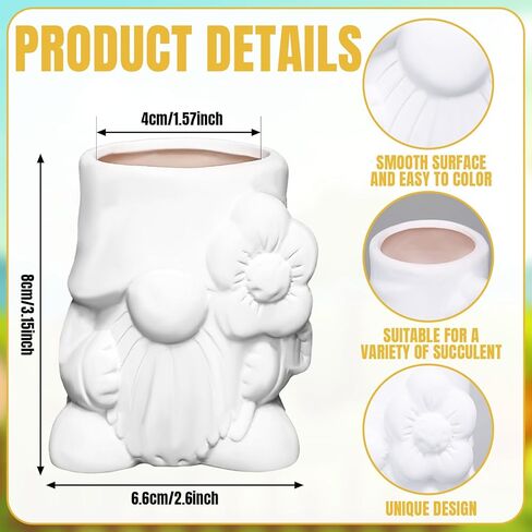 Beeveer 6 Pcs Highland Cow Succulent Pots with 12 Colors of Acrylic Paints 2 Paintbrushes and a Palette Cow Shaped DIY Ceramic Planter Flower Container for Home Display and Office Desk Decoration in Kuwait