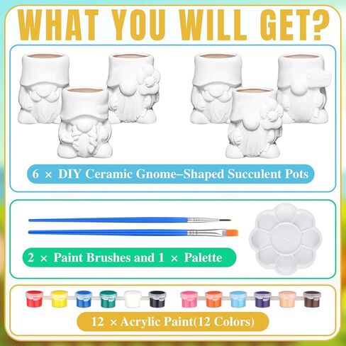 Beeveer 6 Pcs Highland Cow Succulent Pots with 12 Colors of Acrylic Paints 2 Paintbrushes and a Palette Cow Shaped DIY Ceramic Planter Flower Container for Home Display and Office Desk Decoration in Kuwait