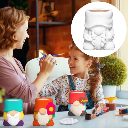 Beeveer 6 Pcs Highland Cow Succulent Pots with 12 Colors of Acrylic Paints 2 Paintbrushes and a Palette Cow Shaped DIY Ceramic Planter Flower Container for Home Display and Office Desk Decoration in Kuwait