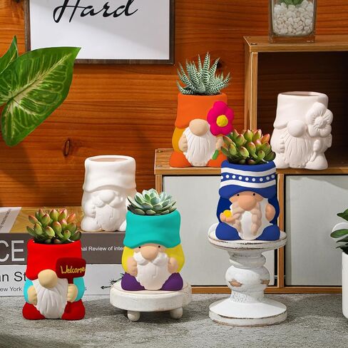 Beeveer 6 Pcs Highland Cow Succulent Pots with 12 Colors of Acrylic Paints 2 Paintbrushes and a Palette Cow Shaped DIY Ceramic Planter Flower Container for Home Display and Office Desk Decoration in Kuwait