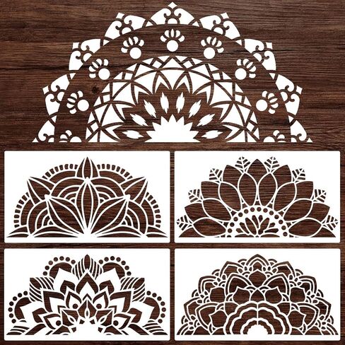 9 Pack Large Mandala Stencils for Painting 12x12 Inches Mandala Painting Templates Reusable Floral Mandala Drawing Stencils for Wall Floor Furniture Fabric Canvas Wood DIY Craft Art Supplies Decor in Saudi Arabia