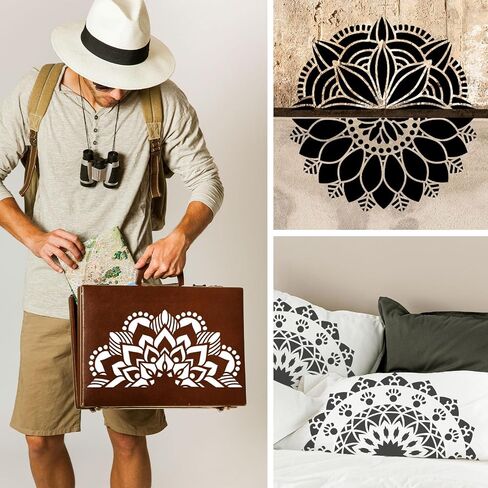 9 Pack Large Mandala Stencils for Painting 12x12 Inches Mandala Painting Templates Reusable Floral Mandala Drawing Stencils for Wall Floor Furniture Fabric Canvas Wood DIY Craft Art Supplies Decor in Saudi Arabia