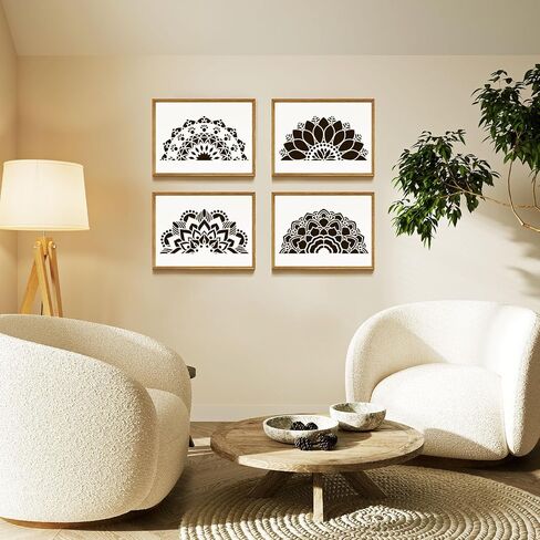 9 Pack Large Mandala Stencils for Painting 12x12 Inches Mandala Painting Templates Reusable Floral Mandala Drawing Stencils for Wall Floor Furniture Fabric Canvas Wood DIY Craft Art Supplies Decor in Saudi Arabia