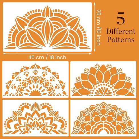 9 Pack Large Mandala Stencils for Painting 12x12 Inches Mandala Painting Templates Reusable Floral Mandala Drawing Stencils for Wall Floor Furniture Fabric Canvas Wood DIY Craft Art Supplies Decor in Saudi Arabia