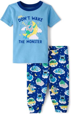 The Children's Place,Baby Boys,and Toddler Snug Fit 100% Cotton Short Sleeve Top and Pants 2 Piece Pajama Set,Pizza Time,9 Months,12 Months in Saudi Arabia