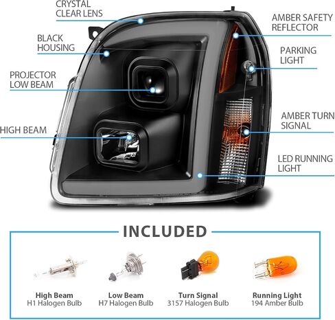 Amerilite لعام 2007-2014 GMC Yukon/Yukon XL Denali/Yukon Hybrid Chrome LED Tube Square Squar in Kuwait