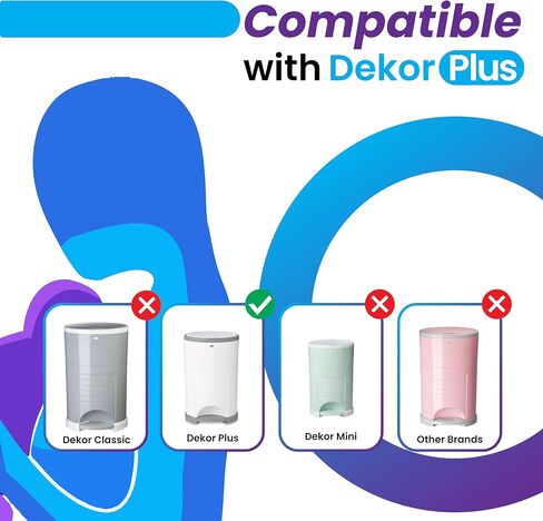 Eco -refills حفاضات عبوات Pail - تناسب Dekor بالإضافة إلى القضاء على الرائحة الكثيفة القوية والرائحة الطازجة | من السهل استبدال حقيبة الحفاضات والتخلص منها (5 عدد (حزمة 1)) in Saudi Arabia