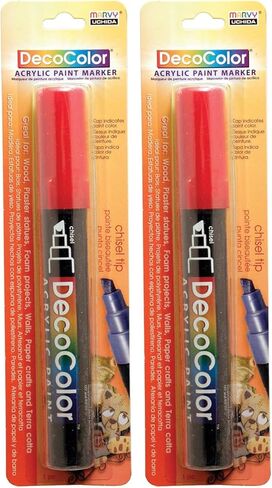 Uchida 315-C-2 Marvy Deco Color Chisel Tip Acrylic Paint Marker, Red in Kuwait