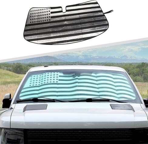 Jimen Auto Visor for F150 ، Flag American Front Windshield Sun Shade Window متوافق مع Ford F150 2009-2014 in Saudi Arabia