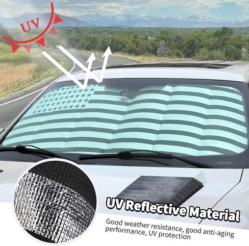 Jimen Auto Visor for F150 ، Flag American Front Windshield Sun Shade Window متوافق مع Ford F150 2009-2014 in Saudi Arabia