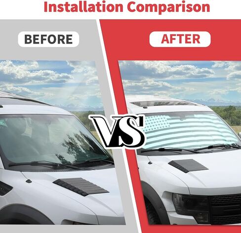 Jimen Auto Visor for F150 ، Flag American Front Windshield Sun Shade Window متوافق مع Ford F150 2009-2014 in Saudi Arabia
