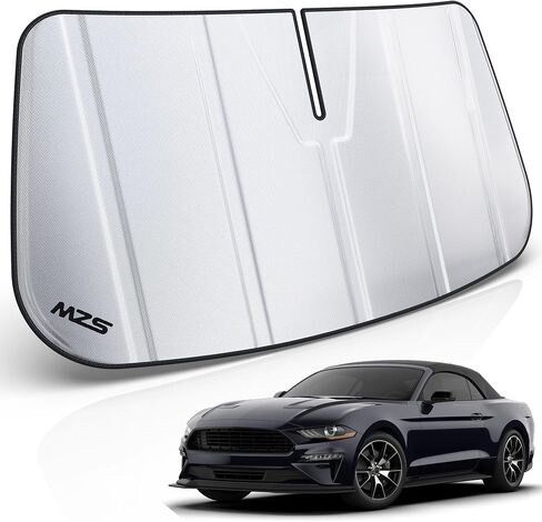 MZS Windshield Sun Shade متوافق مع موستانج 2015-2023 ، درع الظل أشعة الشمس القابلة للطي مع حقيبة تخزين ، إكسسوارات Sunshade ذات النافذة الأمامية للحامي الداخلي in Saudi Arabia