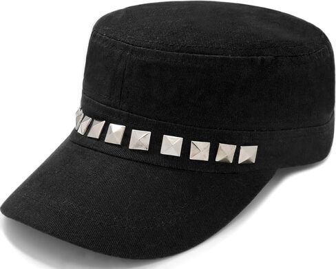 Cadet Army Cap Flat Top Hats Studded Military Caps for Men Women in Saudi Arabia