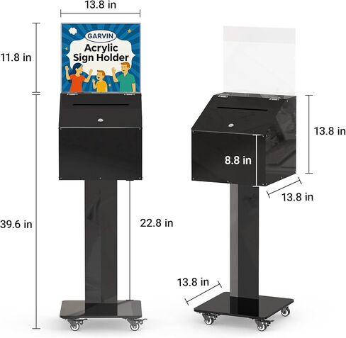 مربع اقتراح Garvin مع حامل ، صندوق التبرع القابل للقفل مع فتحة ، صندوق تصويت آمن مع عجلات لجمع التبرعات ، الأحداث الخيرية ، المدارس ، الكنائس والأماكن العامة ، 13.78 "x13.78" x13.78 " in Kuwait