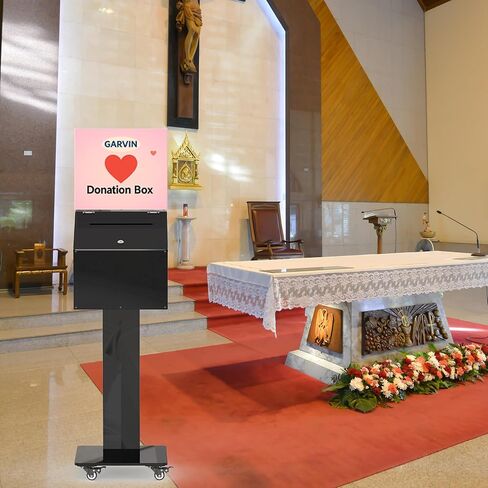 مربع اقتراح Garvin مع حامل ، صندوق التبرع القابل للقفل مع فتحة ، صندوق تصويت آمن مع عجلات لجمع التبرعات ، الأحداث الخيرية ، المدارس ، الكنائس والأماكن العامة ، 13.78 "x13.78" x13.78 " in Kuwait