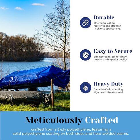 Tarps Now 5x7 ft Heavy Duty Plastic Tarp – Blue Poly Tarp, 6 MIL Waterproof Cover w/Aluminum Grommets, Reinforced Edges, Tear Resistant Polyethylene for Camping, Roofing, Construction, Outdoor Use in Kuwait